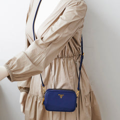 Prada Blue Mini Saffiano Leather Crossbody