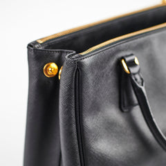 Prada Medium Galleria Black Saffiano Leather Tote