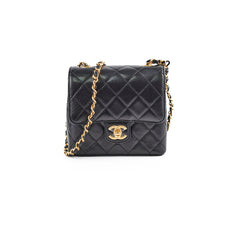 Chanel Seasonal Square Black Goat Skin Microchipped 2022