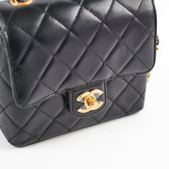 Chanel Seasonal Square Black Goat Skin Microchipped 2022