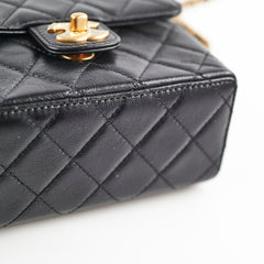 Chanel Seasonal Square Black Goat Skin Microchipped 2022