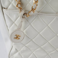 Chanel Vintage White Tote Bag