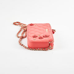 Chanel Small Camelia CC Clucth with Chain Coral