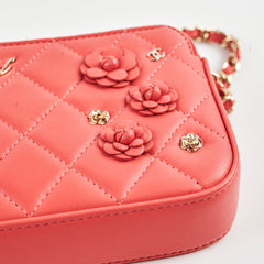 Chanel Small Camelia CC Clucth with Chain Coral