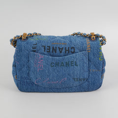 Chanel 22p Mini Rectangle Denim Flap