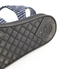 Chanel Tweed Sandals with Pearls Size 40 Blue