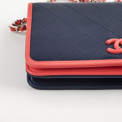 Chanel Lambskin Wallet On Chain WOC Color Pop Blue/Pink