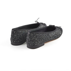 Chanel Sequin Fabric Ballet Flats Black Size 40