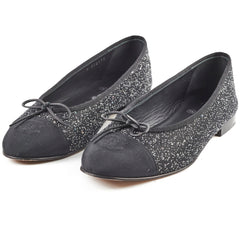 Chanel Sequin Fabric Ballet Flats Black Size 40