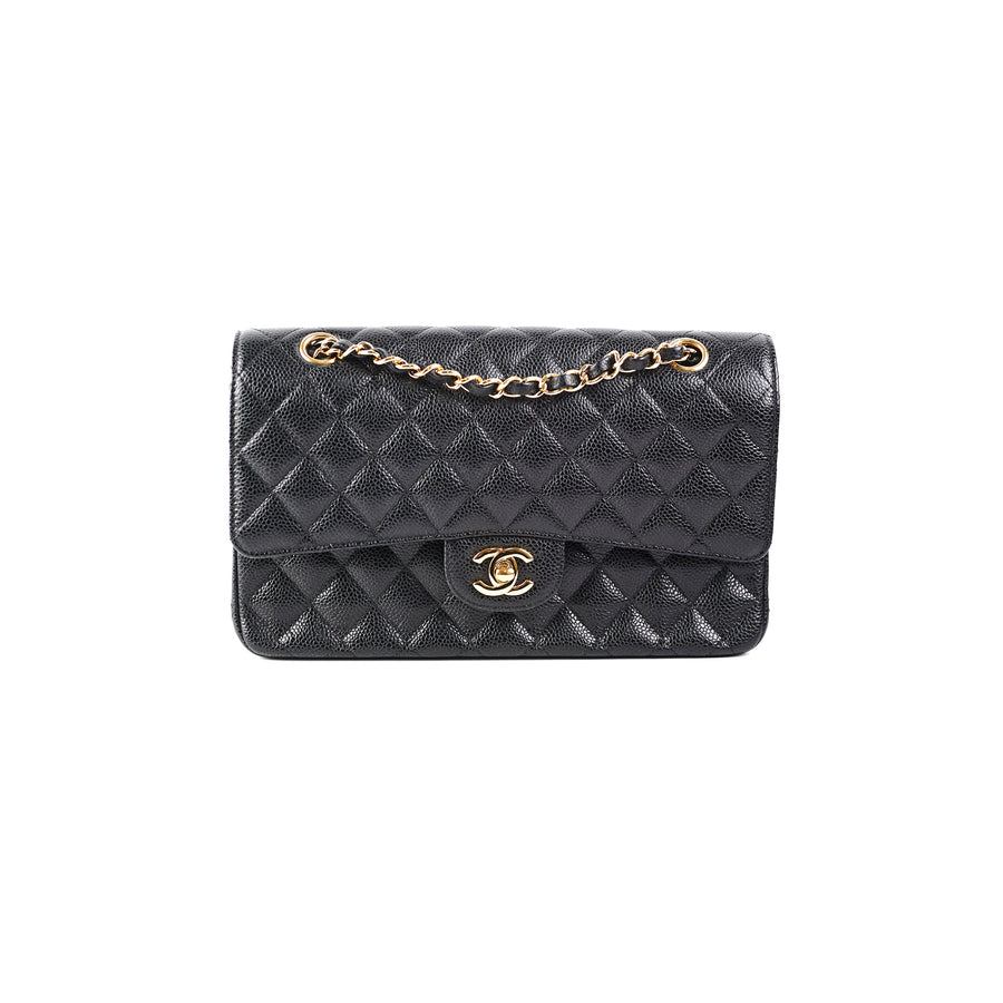 CHANEL Black Caviar Medium Classic Flap 24K GHW - Timeless Luxuries