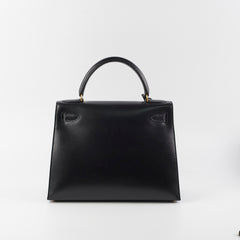 Hermes Vintage Kelly 28 Box Black Stamp G Square (2003)