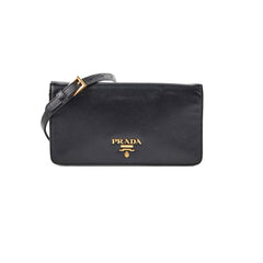 Prada Saffiano Leather Wallet on Chain WOC Black