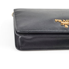 Prada Saffiano Leather Wallet on Chain WOC Black