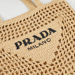 Prada Raffia Crochet Natural Tote Bag