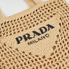 Prada Raffia Crochet Natural Tote Bag