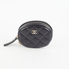 Chanel 19 Houndstooth Tweed Round Clutch Beige