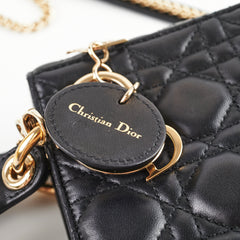 Christian Dior Lady Dior Mini Cannage Leather 2 Way Handbag Black