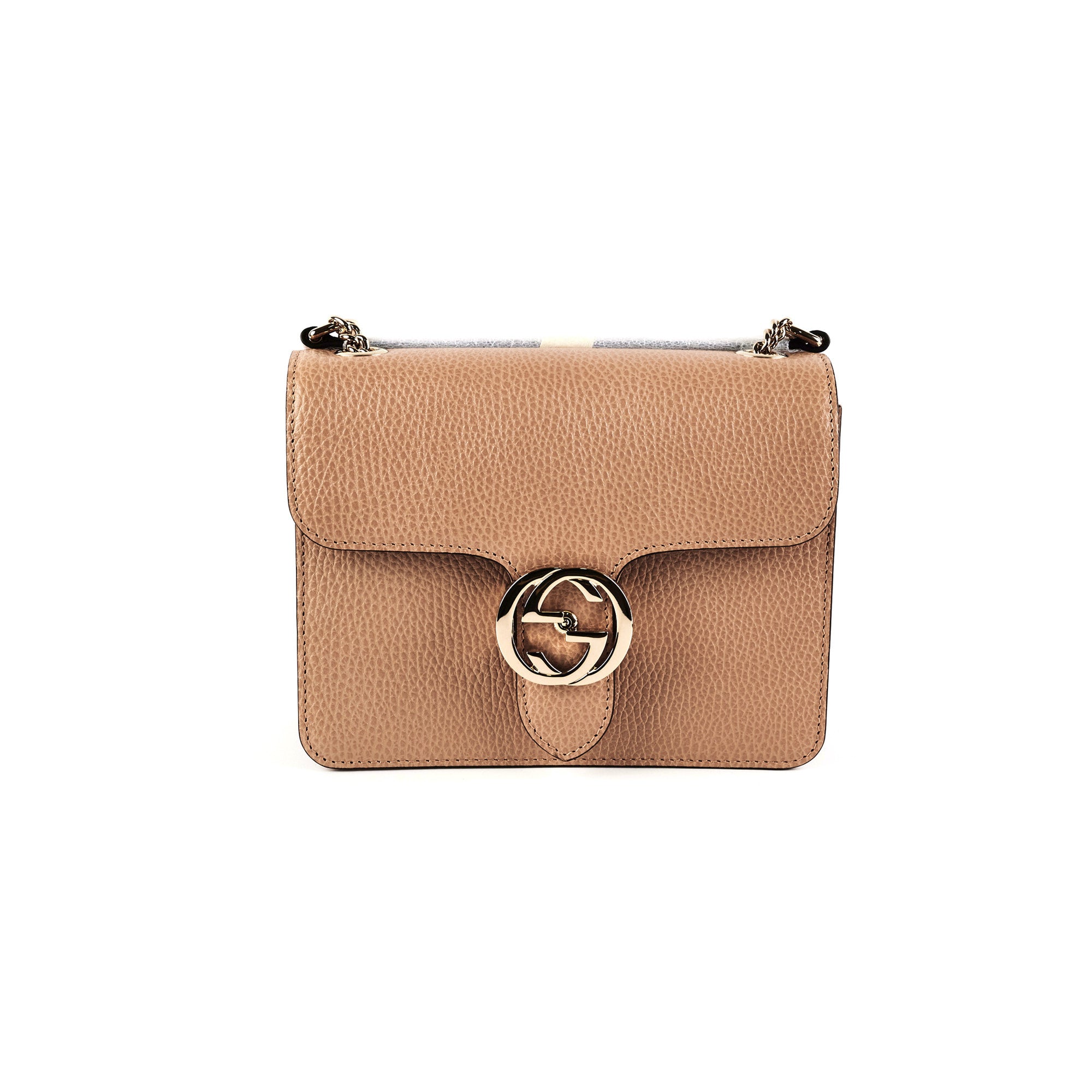 Gucci Interlocking GG Leather Crossbody Beige in Leather with Silver-tone -  US