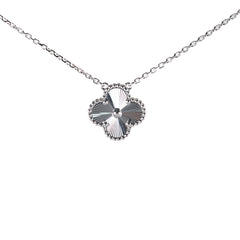 Van Cleef & Arpels Vintage Alhambra White Gold Guilloché Necklace