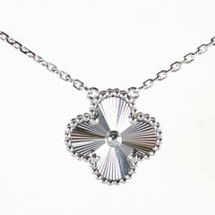 Van Cleef & Arpels Vintage Alhambra White Gold Guilloché Necklace