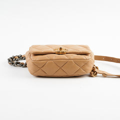 Chanel 19 Quilted Waist Belt Bag Beige Calfskin