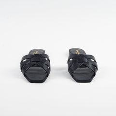 Saint Laurent Tribute Flat Sandal Black New