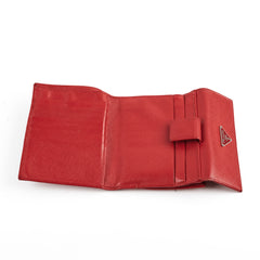 Prada Red Saffiano Leather Wallet