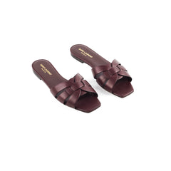 Saint Laurent Tribute Flat Sandal Burgundy New