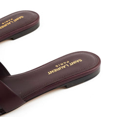 Saint Laurent Tribute Flat Sandal Burgundy New