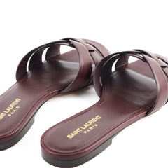 Saint Laurent Tribute Flat Sandal Burgundy New