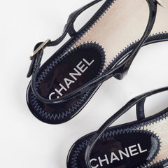 Chanel Patent Leather Sandal Navy Blue