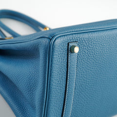 Hermes Birkin 35 Clemence Blue Jean - N Square Stamp