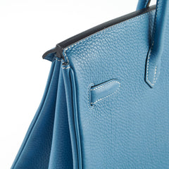 Hermes Birkin 35 Clemence Blue Jean - N Square Stamp