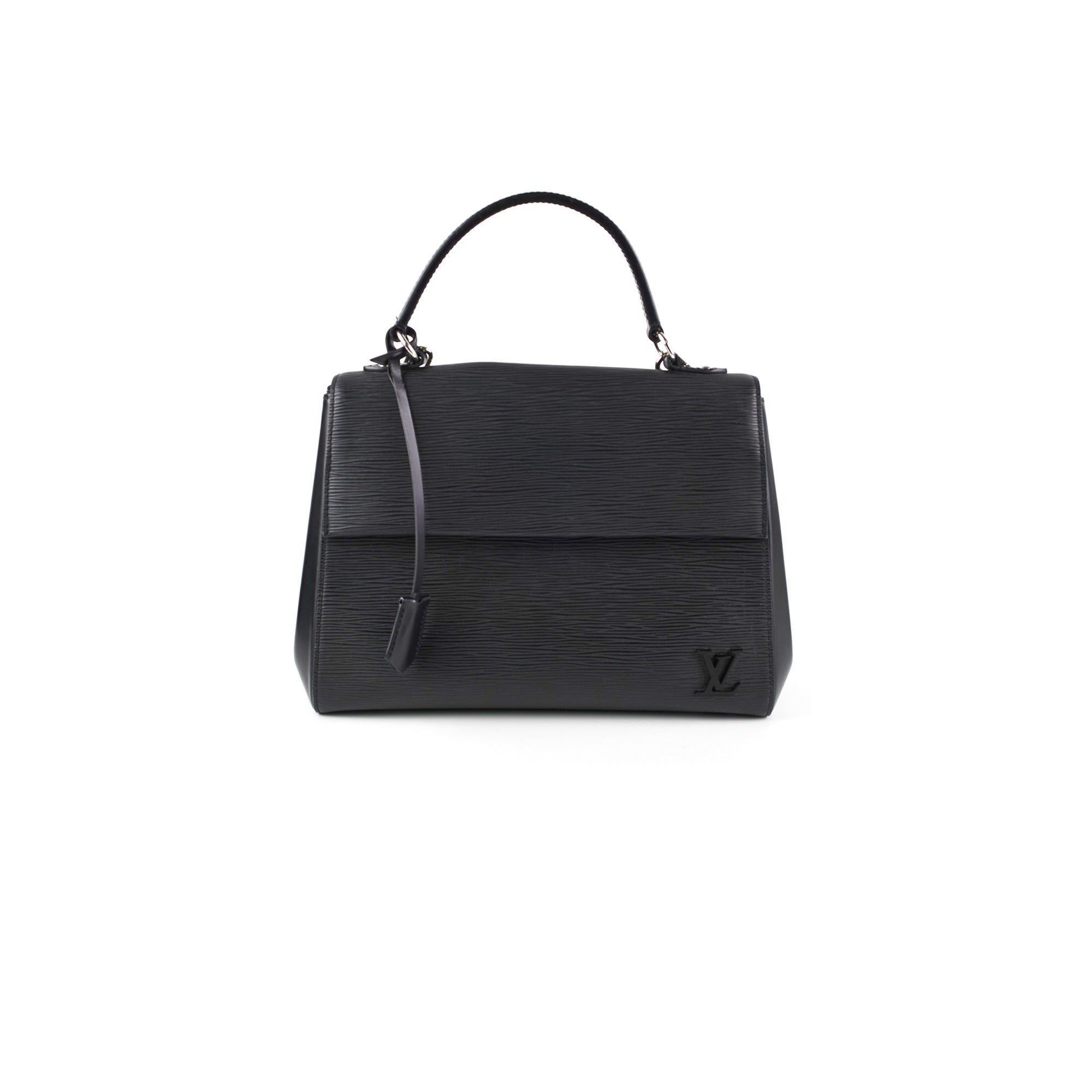 Louis Vuitton Cluny Mm Top Handle Convertible Flap Handbag Black Leather  Satchel