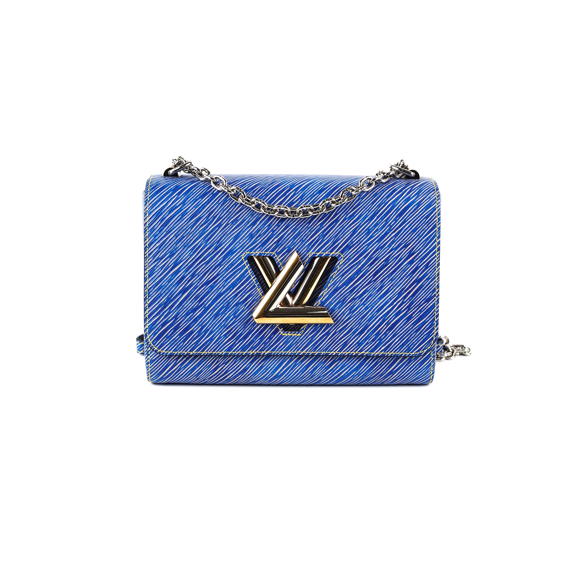 LOUIS VUITTON Epi Studded Twist Shoulder Bag MM Denim Light