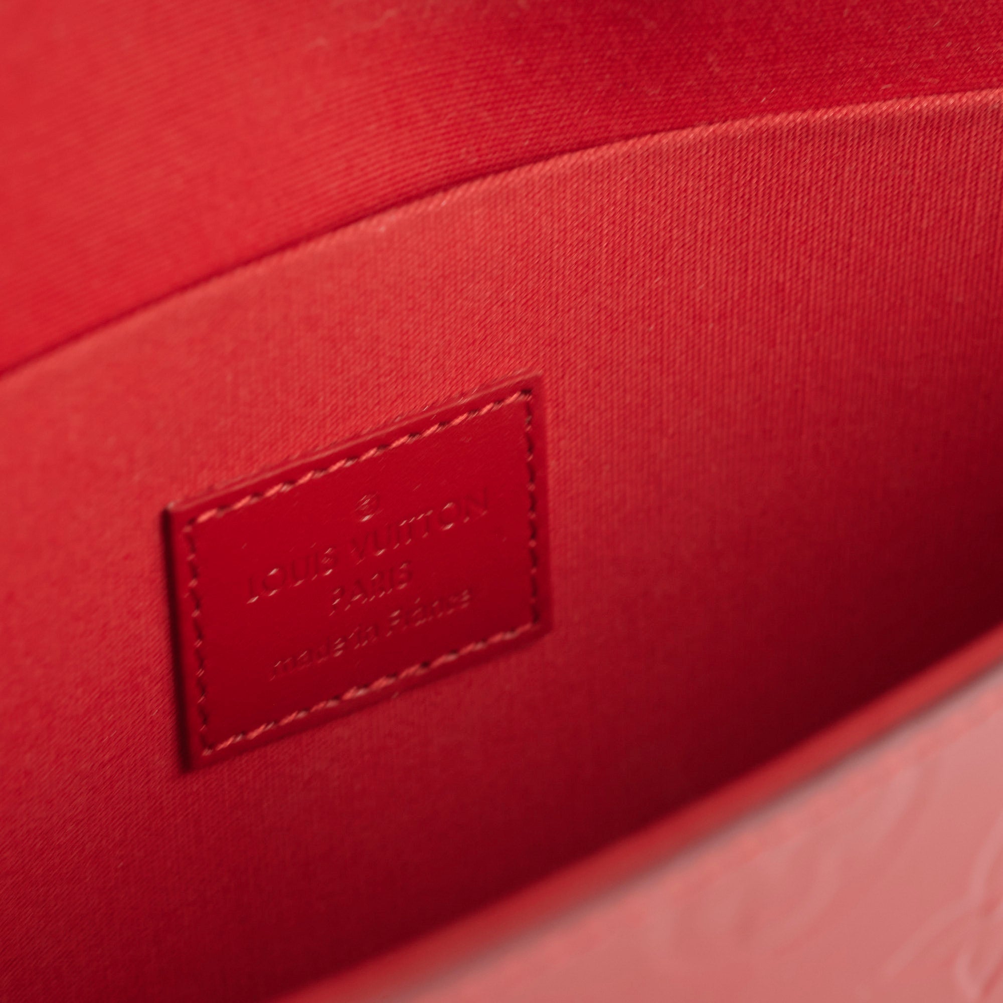 Louis Vuitton Pochette Félicie in Cerise Red Monogram Vernis - SOLD