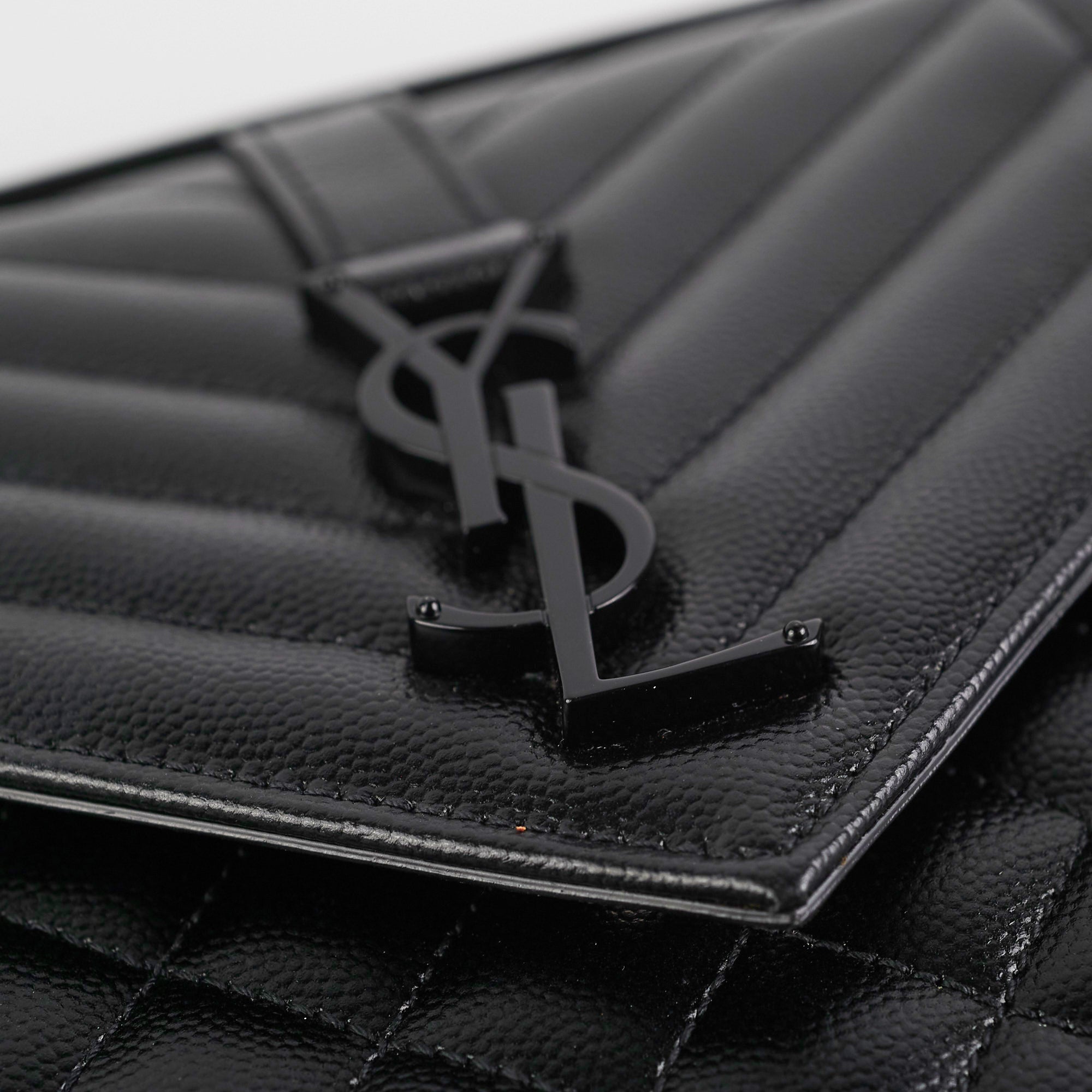 Saint Laurent Medium Envelope Bag Black - THE PURSE AFFAIR