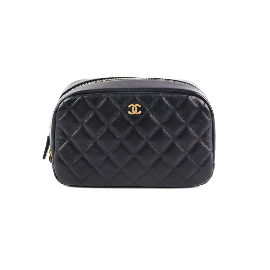 CHANEL Caviar Quilted Small Curvy Pouch Cosmetic Case Dark Pink, FASHIONPHILE