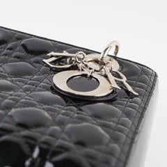 Christian Dior Medium Patent Lady Dior Black