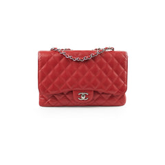 Chanel Caviar Jumbo Single Flap Red