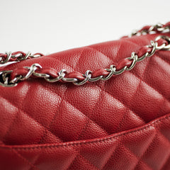 Chanel Caviar Jumbo Single Flap Red