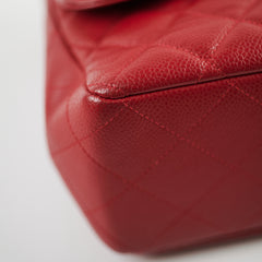 Chanel Caviar Jumbo Single Flap Red