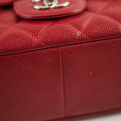 Chanel Caviar Jumbo Single Flap Red