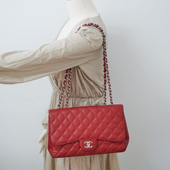 Chanel Caviar Jumbo Single Flap Red