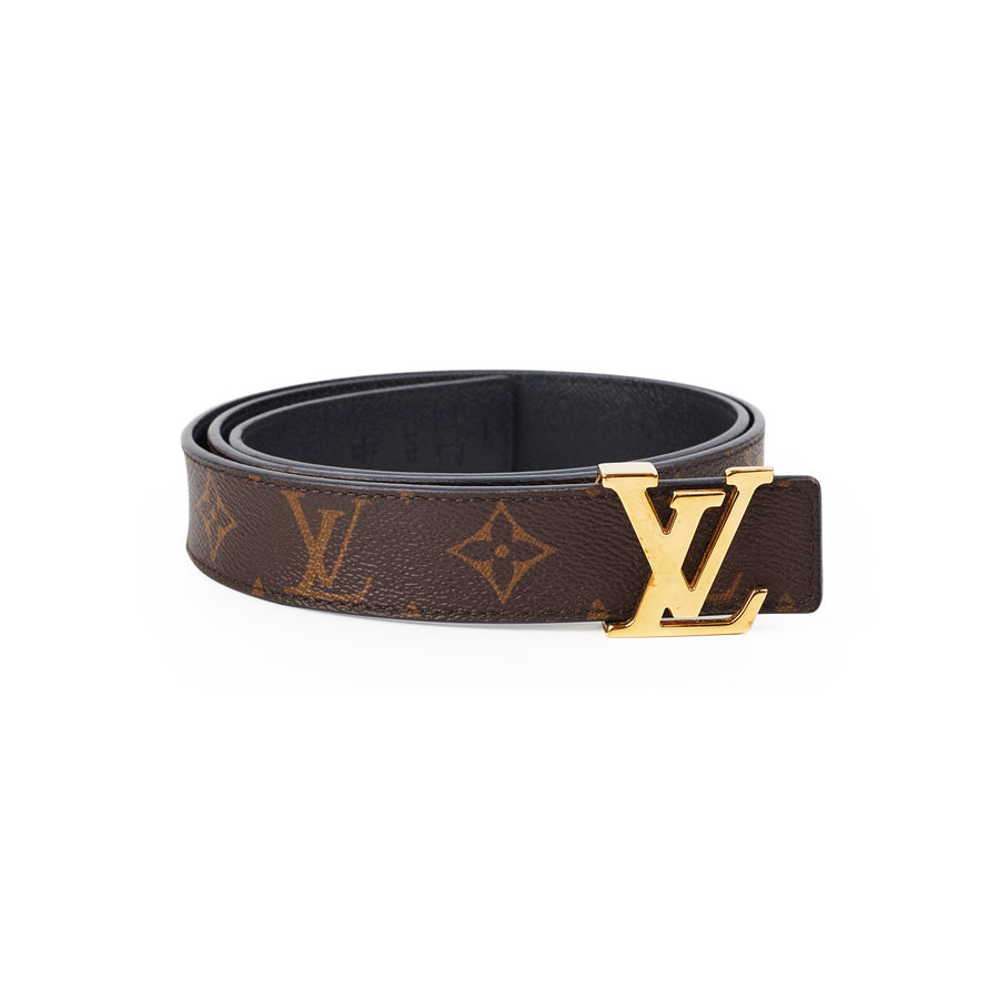 Louis Vuitton LV reversible black tan belt with gold hardware size