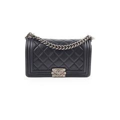 Chanel Old Medium Boy Black - Series 19