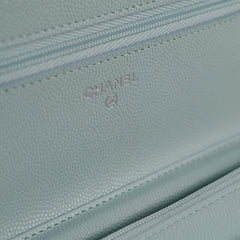 Chanel Caviar Wallet On Chain WOC Light Blue - Microchip