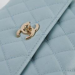 Chanel Caviar Small Coco Handle Light Blue Microchip