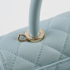 Chanel Caviar Small Coco Handle Light Blue Microchip