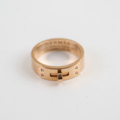 Hermes 18k Kelly Ring Rose Gold with Diamonds Size 51